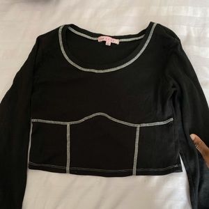 Crave Fame Long Sleeve Crop Top | Black Knit material | Size M